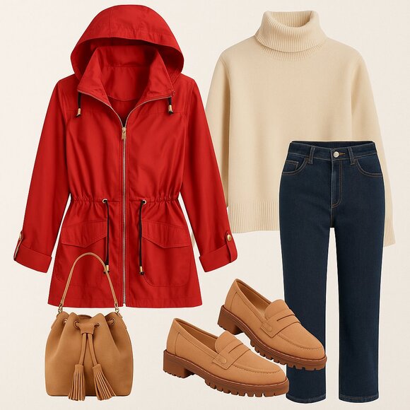 Susan Graver Red Lightweight Hooded Jacket - Size S - Picture 3 of 16